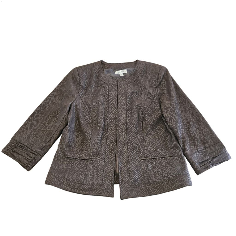 Women's Dressbarn Brown Snakeskin Print Open Blazer M